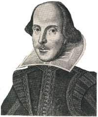 Portrait Shakespeares von Martin Droeshour aus der ersten Folio-Ausgabe